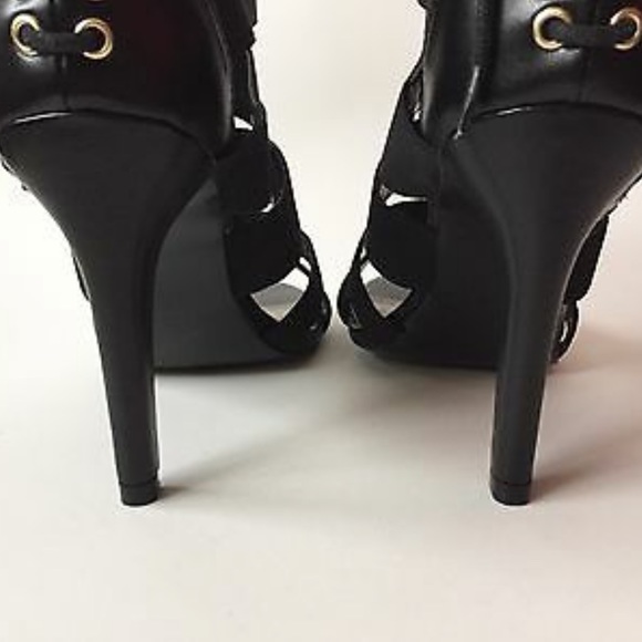 NINE WEST :Black Strap Leather Lace back Heel NWOT - Picture 7 of 8